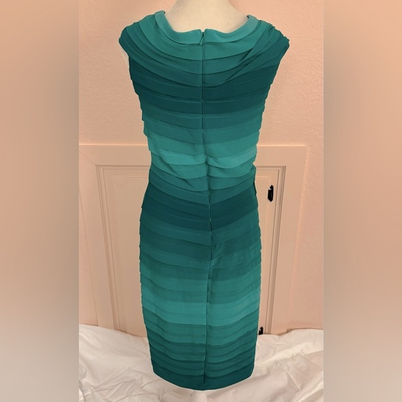 Green | Teal Tadashi Shoji Pintuck Ombre Dress - Picture 4 of 8